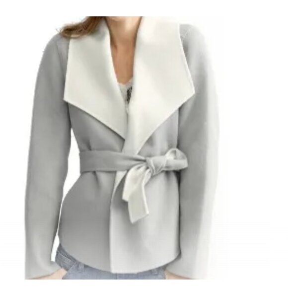 BANANA REPUBLIC | Wool wrap Jacket Gray Cream Sz L - Picture 1 of 6